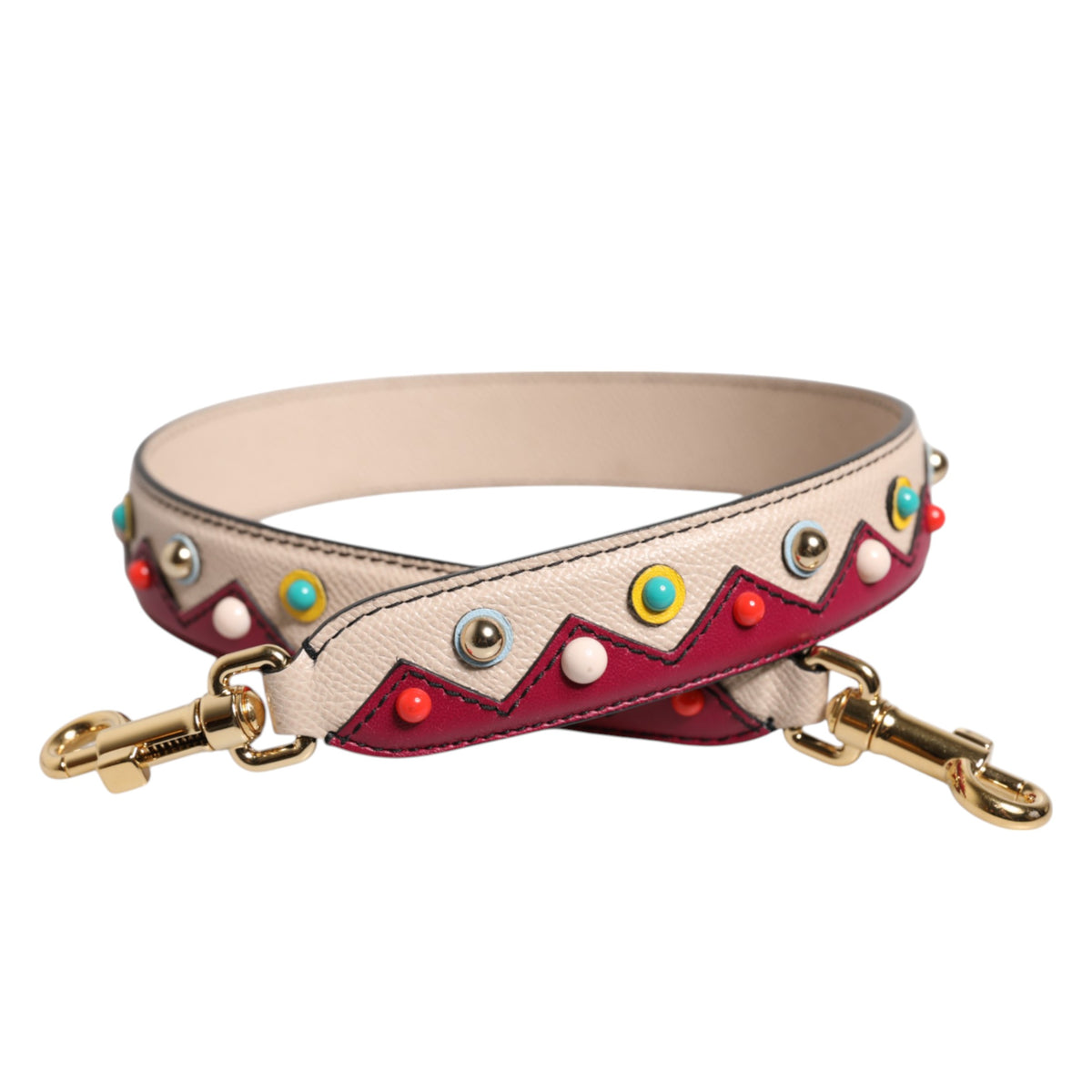 Dolce & Gabbana Tracolla Accessoria in Pelle Beige e Rossa