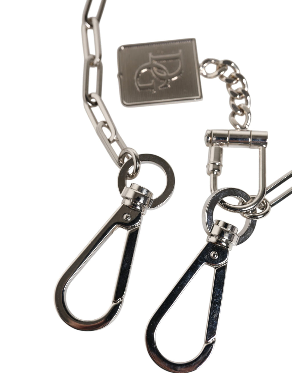 Portachiavi con cintura a catena in metallo color argento con charm DG Dolce & Gabbana