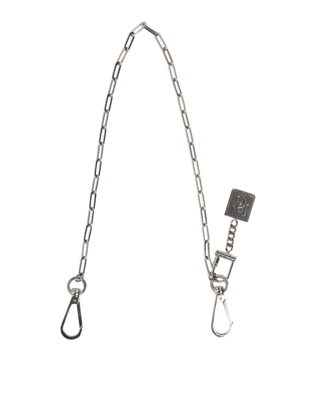 Portachiavi con cintura a catena in metallo color argento con charm DG Dolce & Gabbana