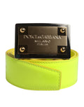 Cintura Dolce & Gabbana Giallo Verde con Fibbia Logo Classica in Metallo