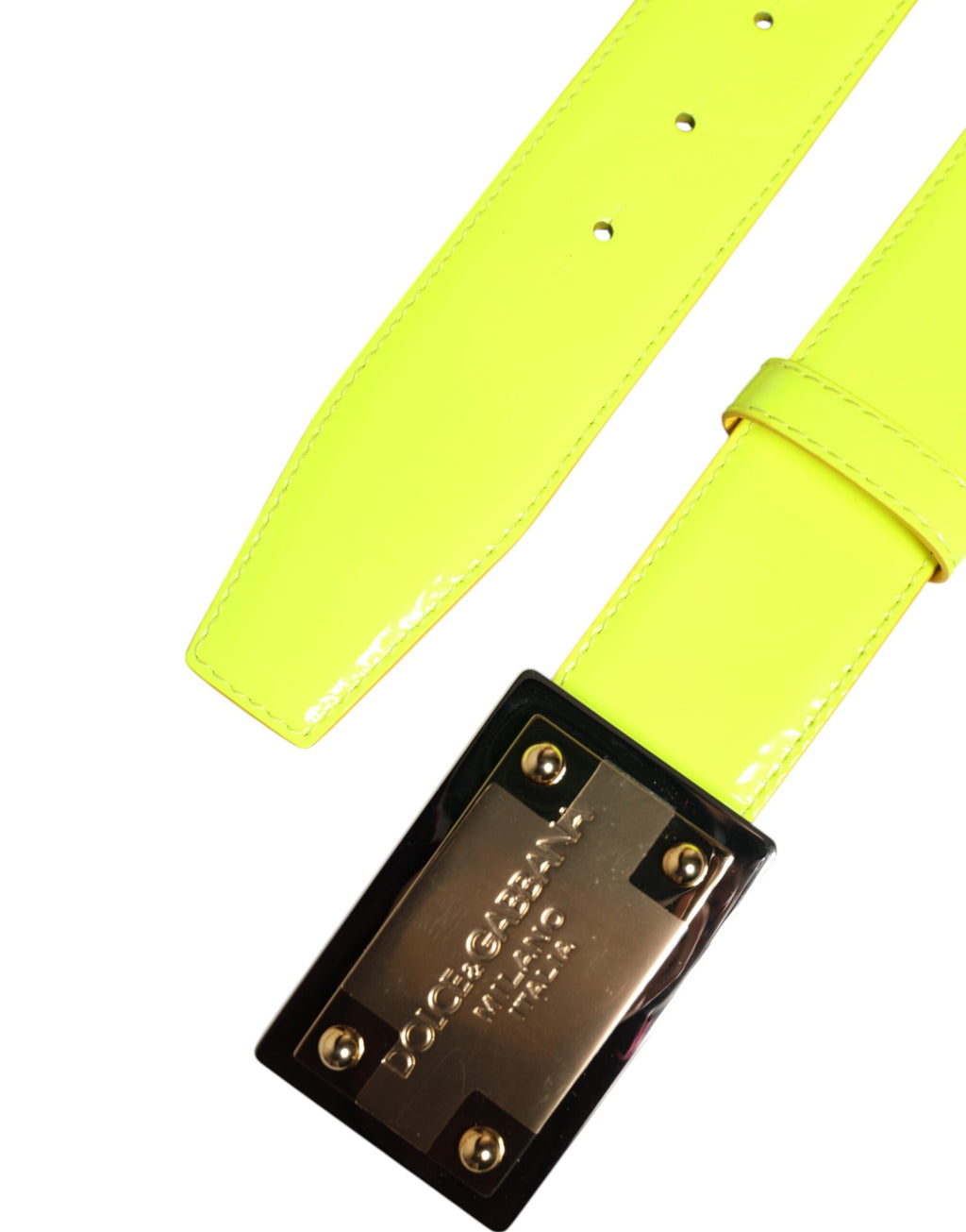 Cintura Dolce & Gabbana Giallo Verde con Fibbia Logo Classica in Metallo