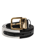 Cintura Dolce & Gabbana in Patchwork Bianco e Nero con Fibbia in Metallo Dorato