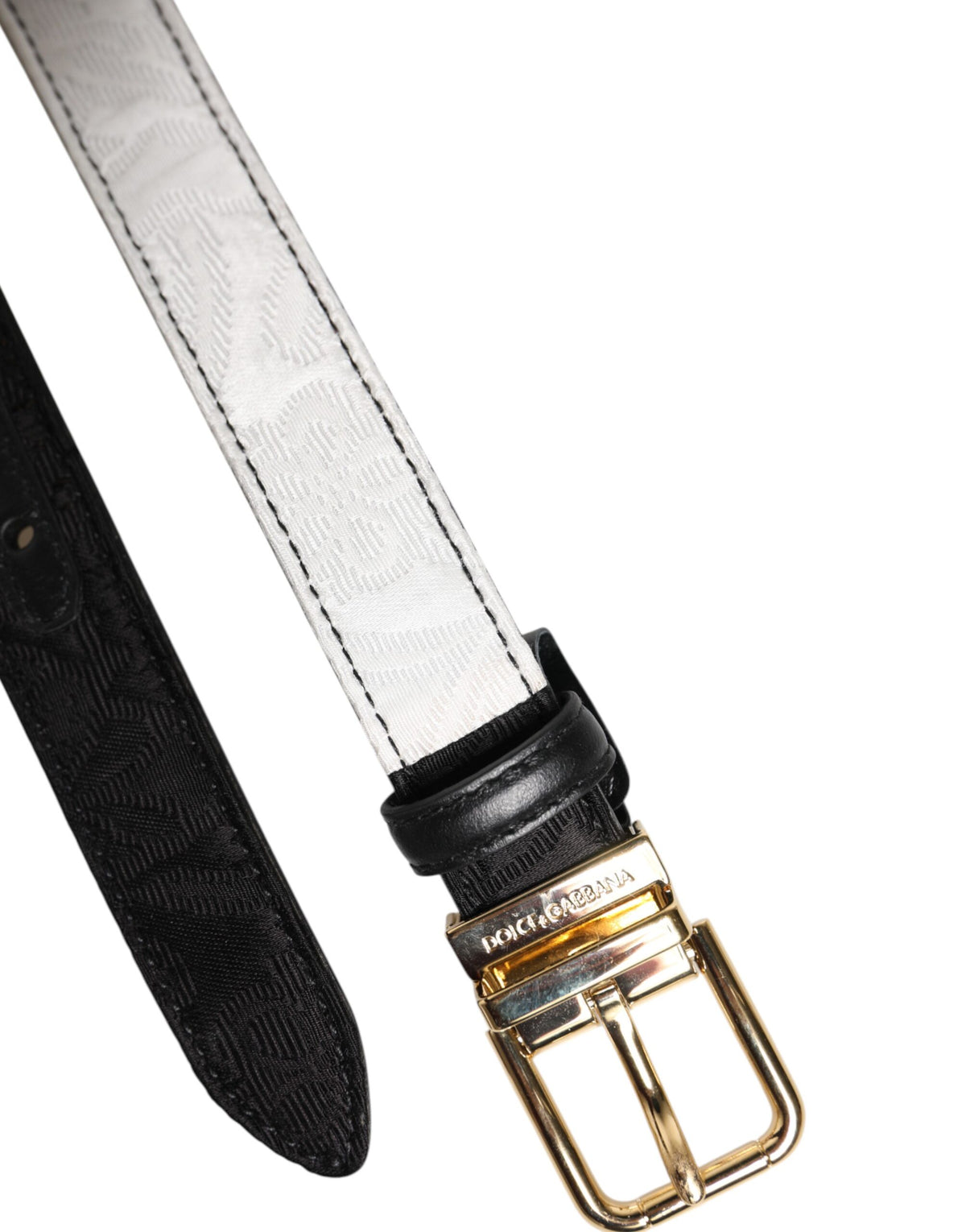 Cintura Dolce & Gabbana in Patchwork Bianco e Nero con Fibbia in Metallo Dorato