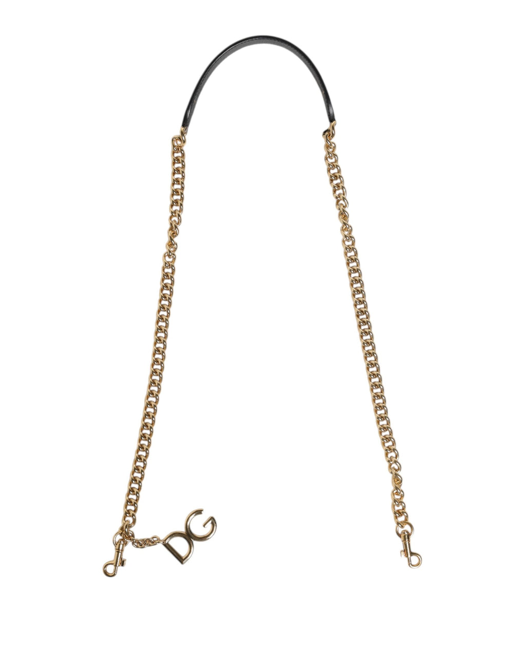 Dolce & Gabbana Tracolla Accessoria con Catena in Ottone Dorato con Stampa Leopardo Marrone