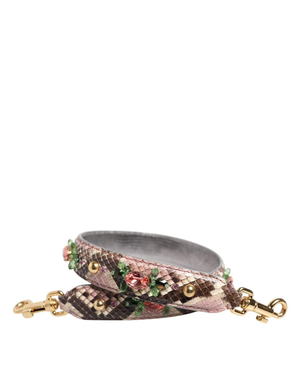 Tracolla Dolce & Gabbana in pitone multicolore con borchie in cristallo