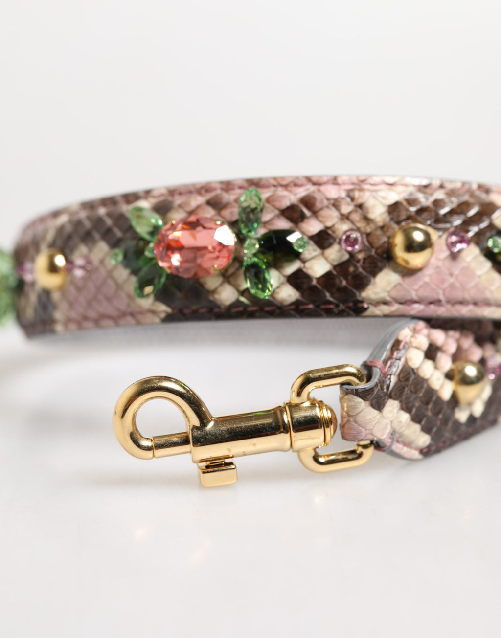 Tracolla Dolce & Gabbana in pitone multicolore con borchie in cristallo