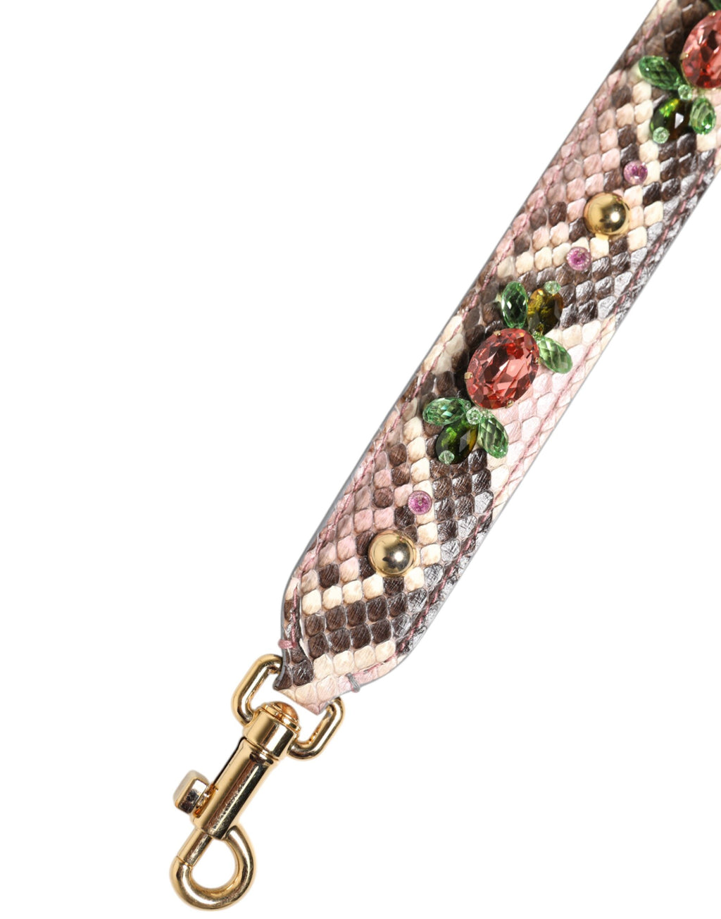 Tracolla Dolce & Gabbana in pitone multicolore con borchie in cristallo