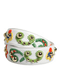 Dolce & Gabbana Tracolla in pelle di vitello bianca con patchwork ricamato in rafia