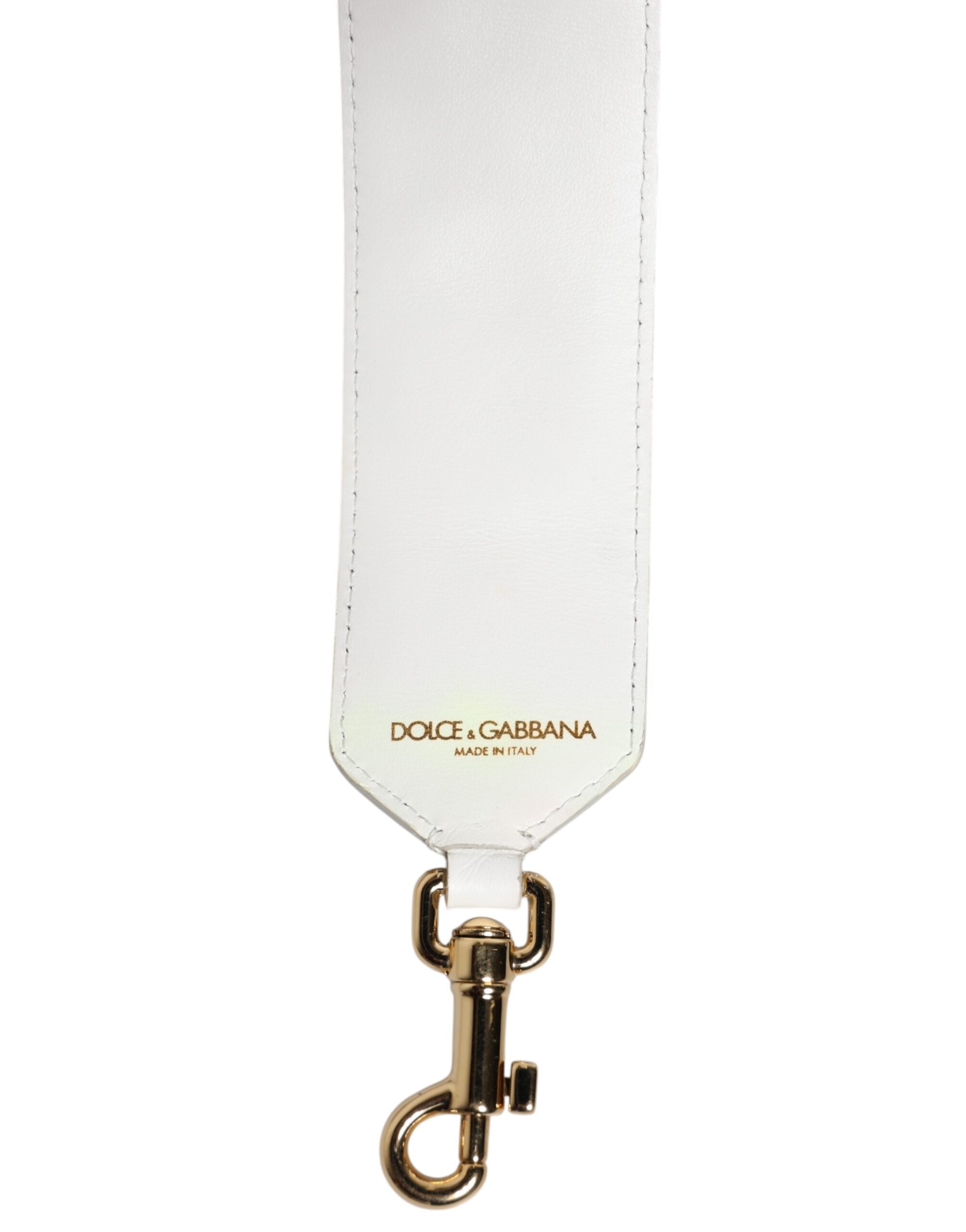 Dolce & Gabbana Tracolla in pelle di vitello bianca con patchwork ricamato in rafia