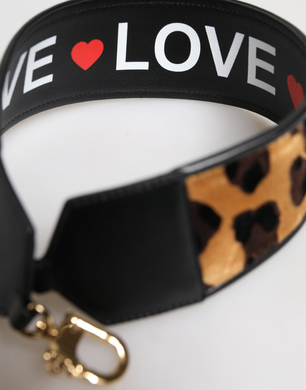 Tracolla reversibile leopardata nera Dolce & Gabbana