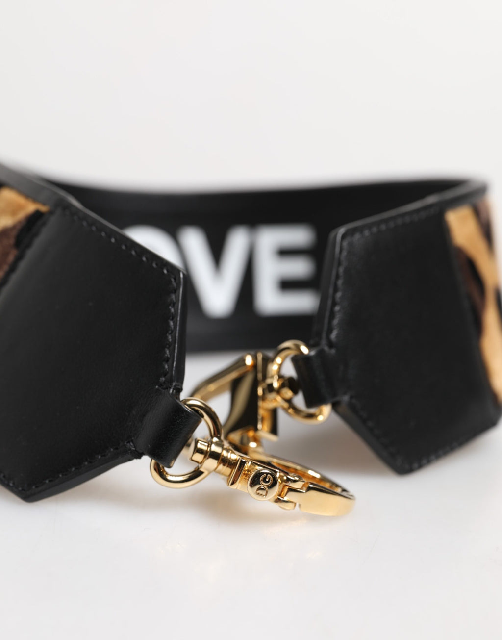 Tracolla reversibile leopardata nera Dolce & Gabbana