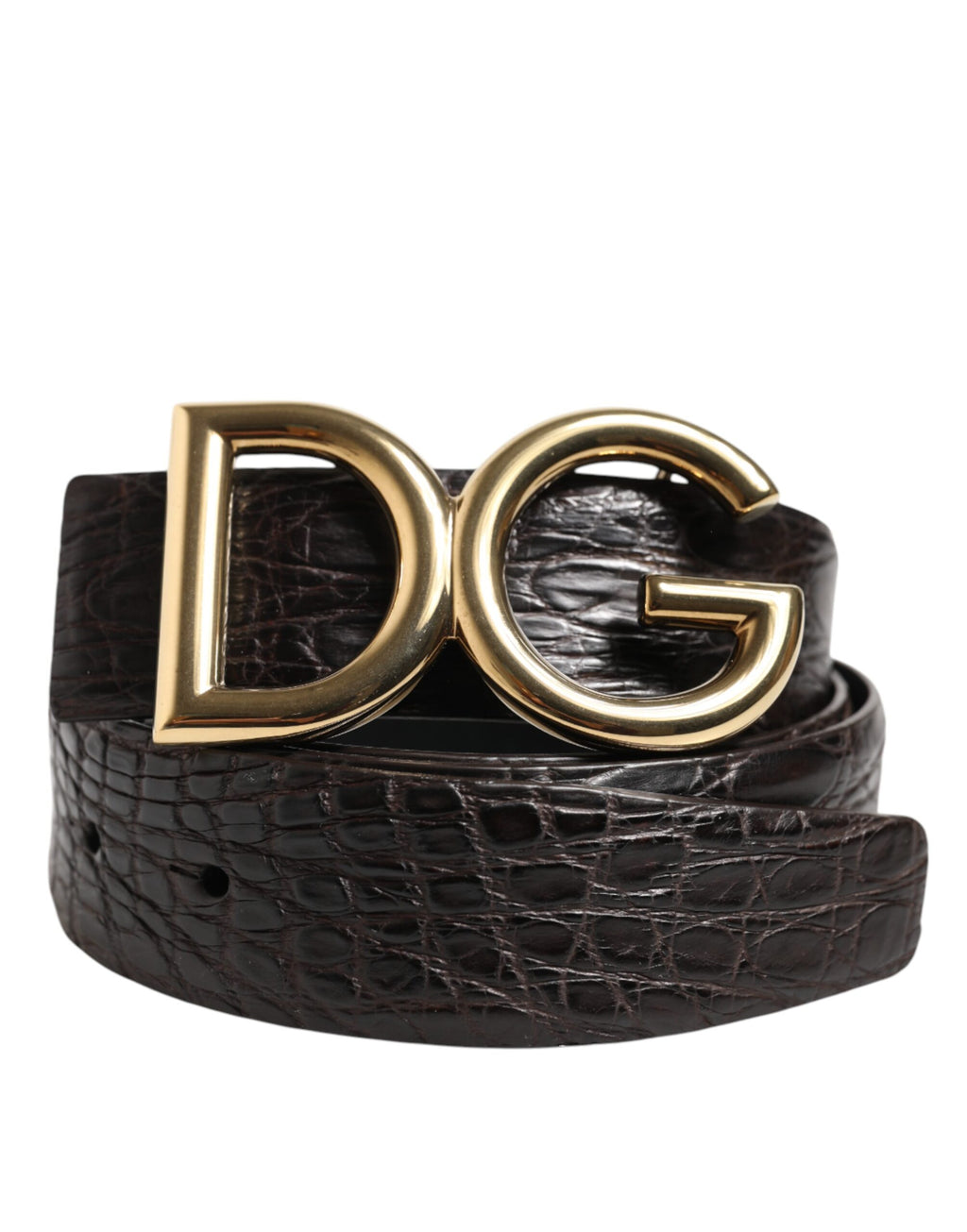Cintura Dolce & Gabbana nera in pelle esotica con fibbia logo DG