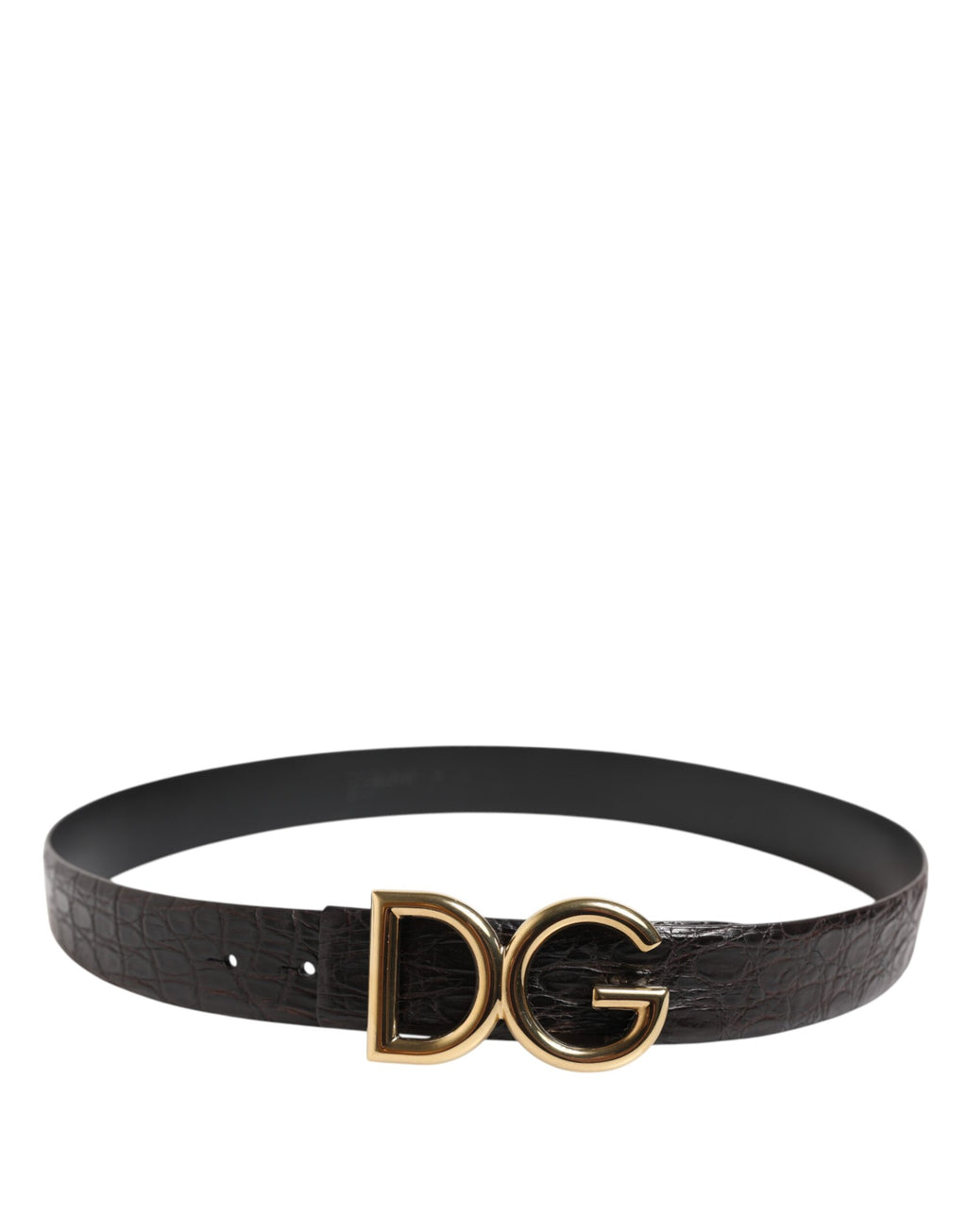 Cintura Dolce & Gabbana nera in pelle esotica con fibbia logo DG