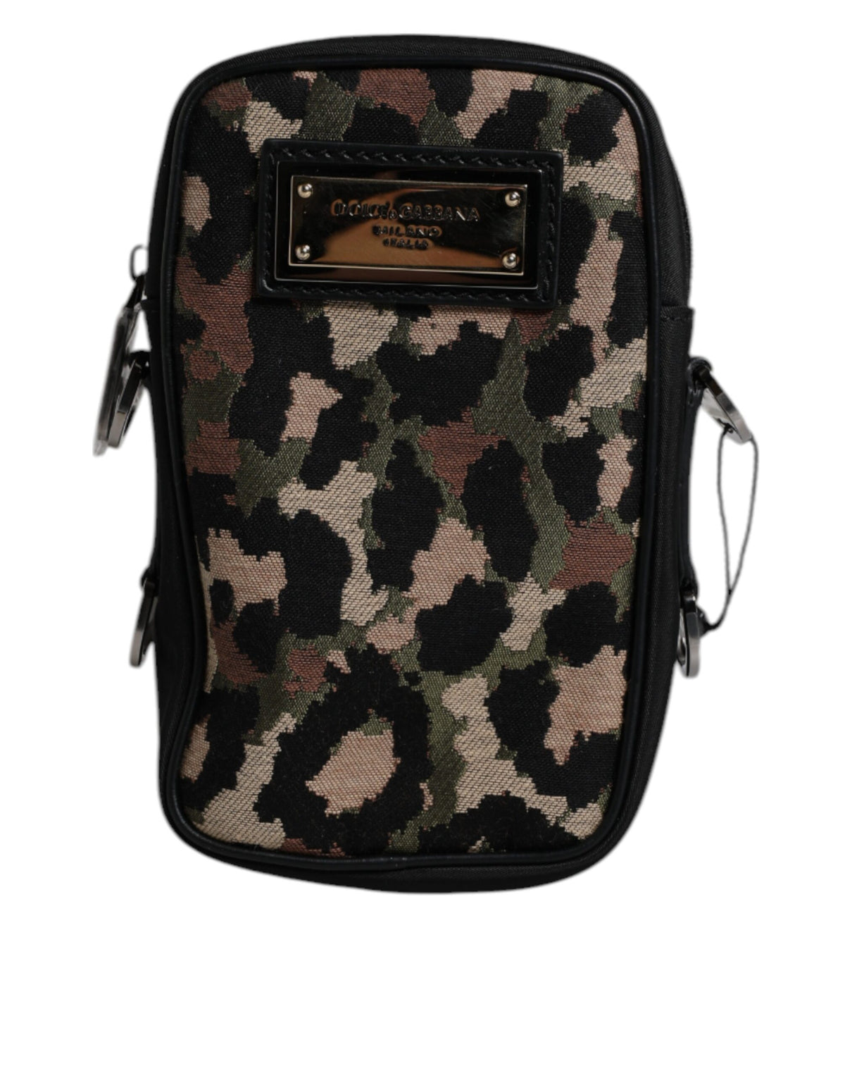 Borsa a tracolla Dolce & Gabbana multicolore con placca logo in jacquard leopardato