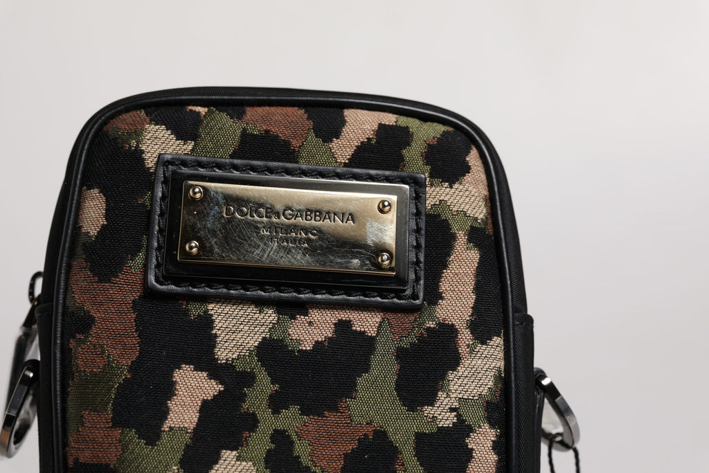 Borsa a tracolla Dolce & Gabbana multicolore con placca logo in jacquard leopardato