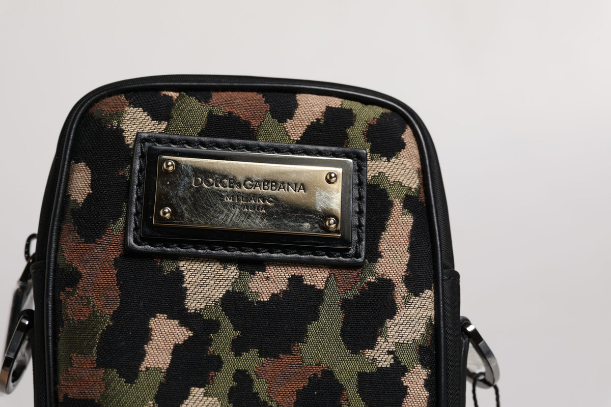 Borsa a tracolla Dolce & Gabbana multicolore con placca logo in jacquard leopardato