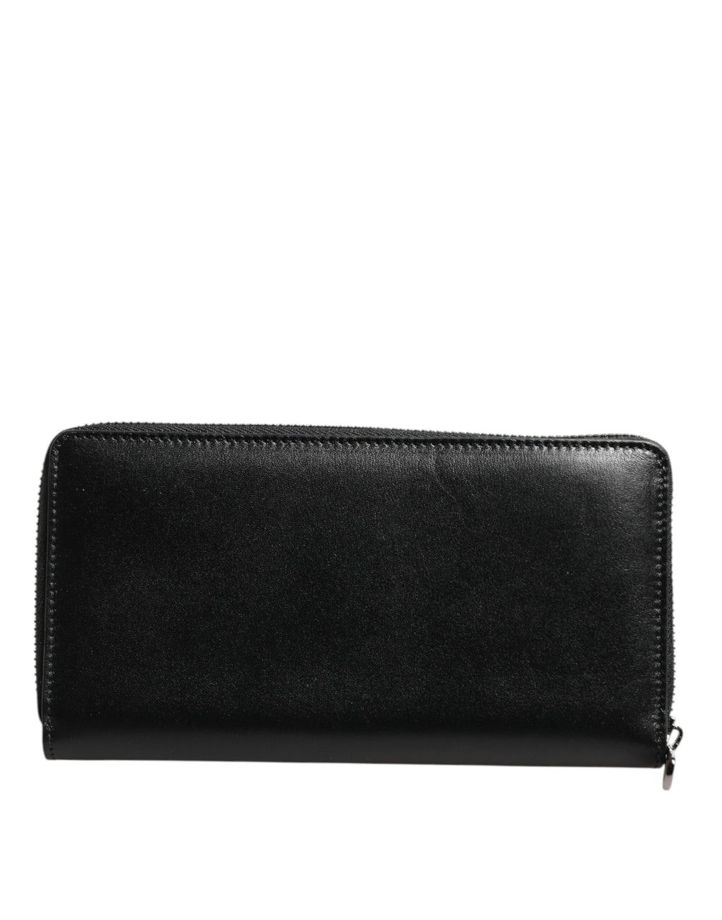 Portafoglio Continental Dolce & Gabbana in Pelle Nera con Logo a Placca con Cerniera Perimetrale