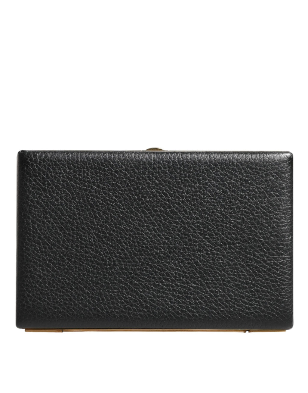 Dolce & Gabbana Borsa Clutch da Sera in Pelle Nera con Cornice Dorata