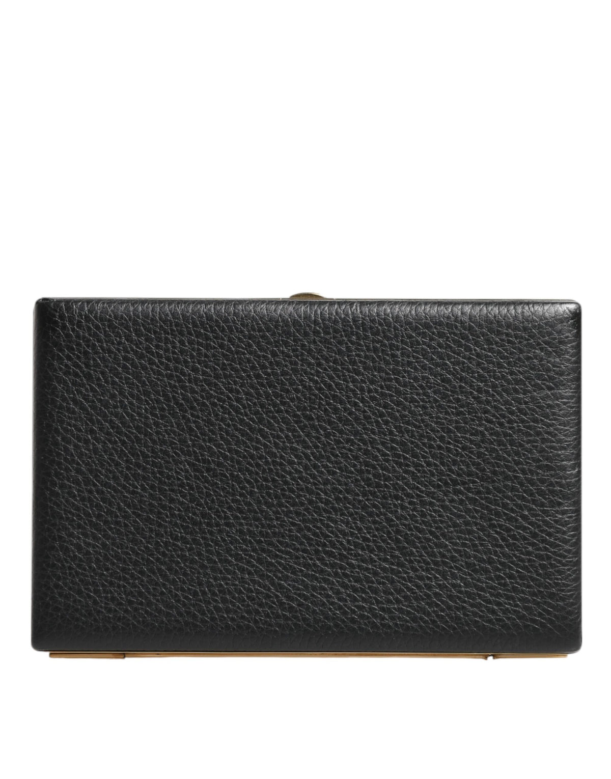 Dolce & Gabbana Borsa Clutch da Sera in Pelle Nera con Cornice Dorata