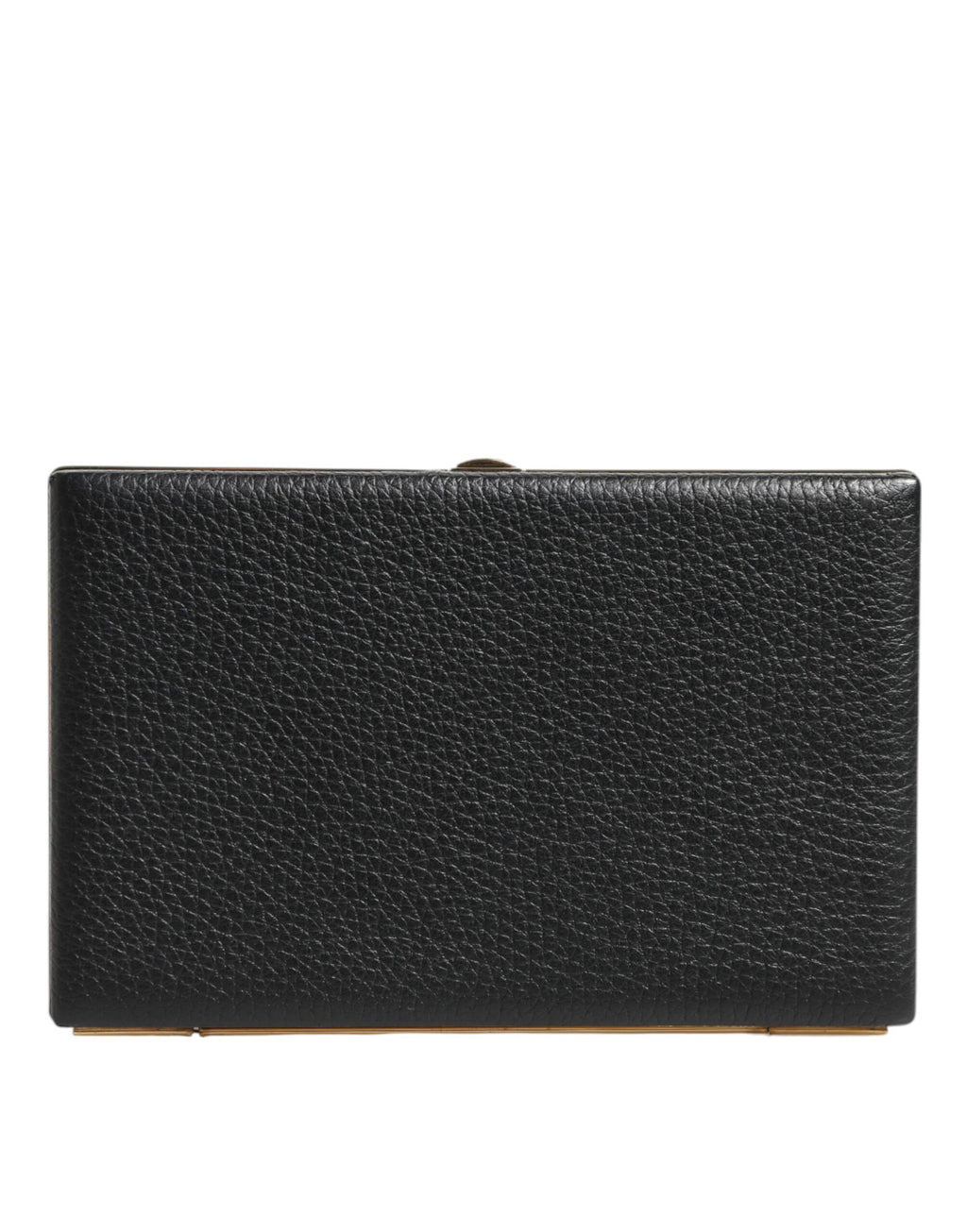 Dolce & Gabbana Borsa Clutch da Sera in Pelle Nera con Cornice Dorata