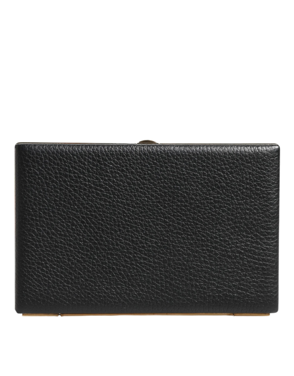 Dolce & Gabbana Borsa Clutch da Sera in Pelle Nera con Cornice Dorata
