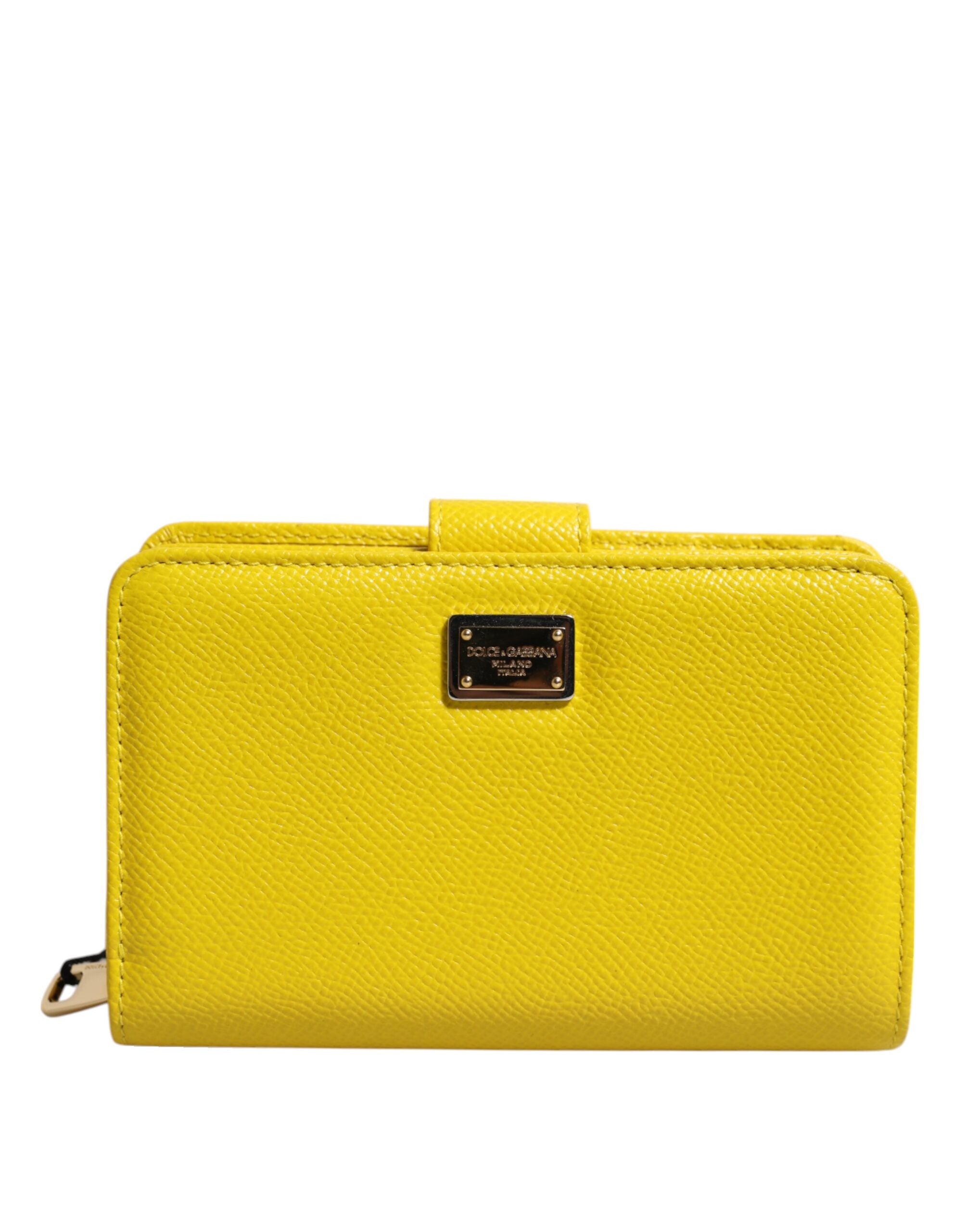 Portafoglio clutch continentale bifold in pelle gialla Dolce & Gabbana