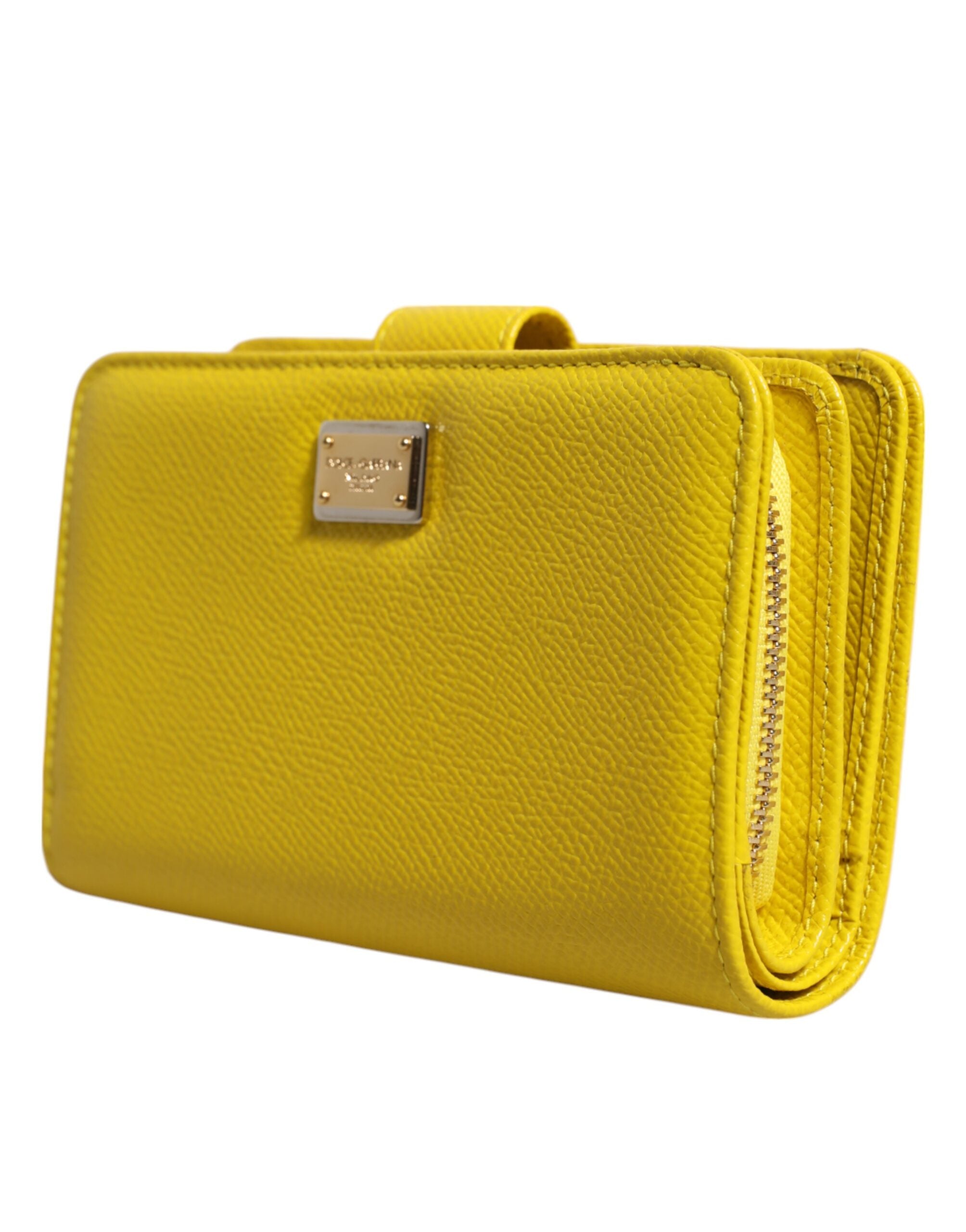 Portafoglio clutch continentale bifold in pelle gialla Dolce & Gabbana