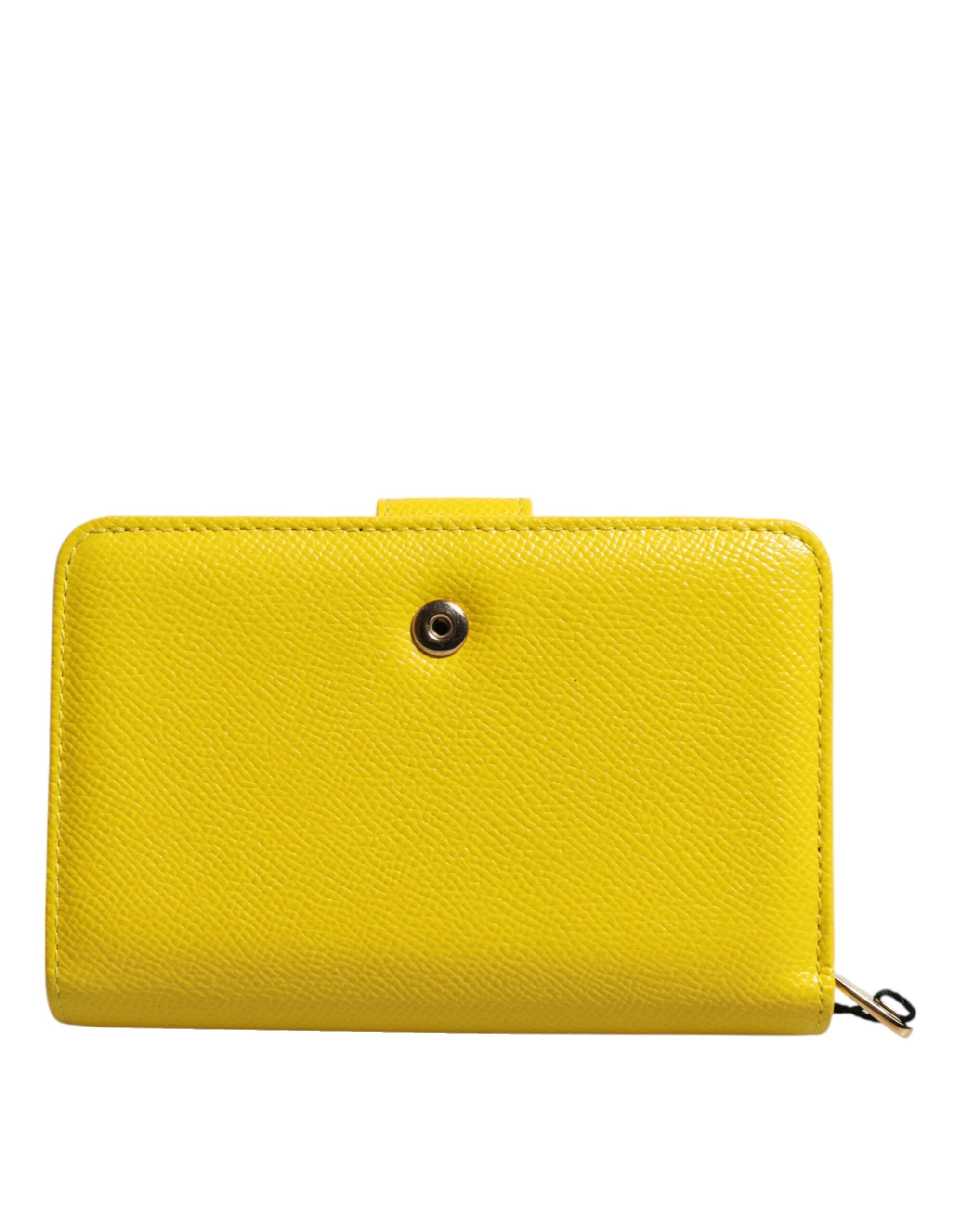 Portafoglio clutch continentale bifold in pelle gialla Dolce & Gabbana