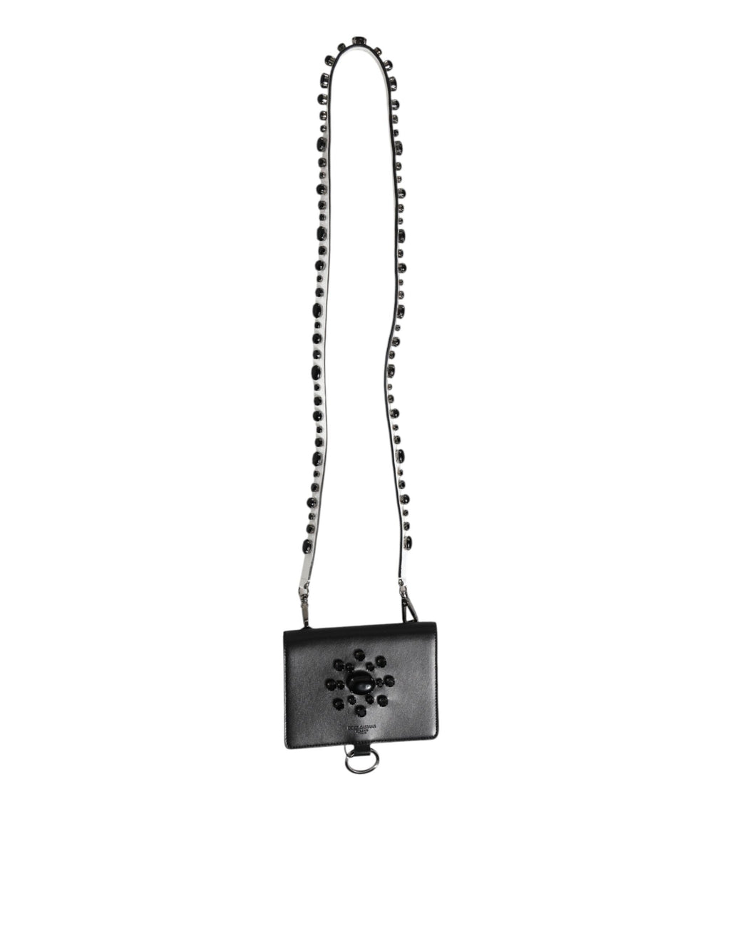 Portacarte/portafoglio Dolce & Gabbana in pelle nera con cristalli