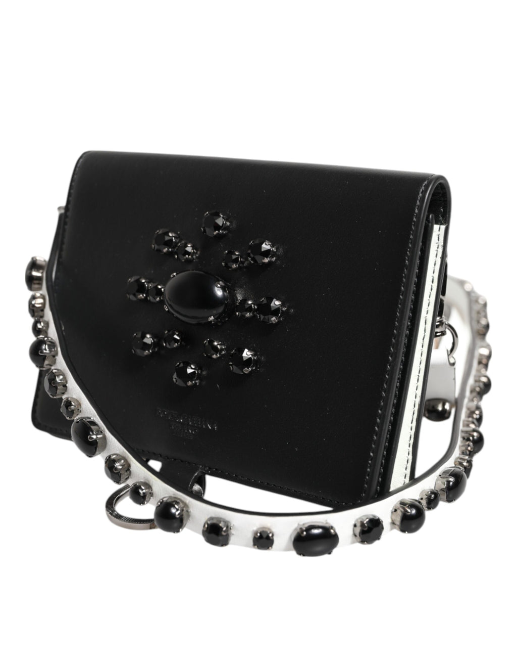 Portacarte/portafoglio Dolce & Gabbana in pelle nera con cristalli