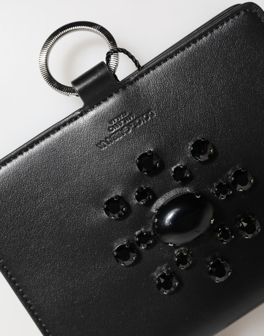 Portacarte/portafoglio Dolce & Gabbana in pelle nera con cristalli