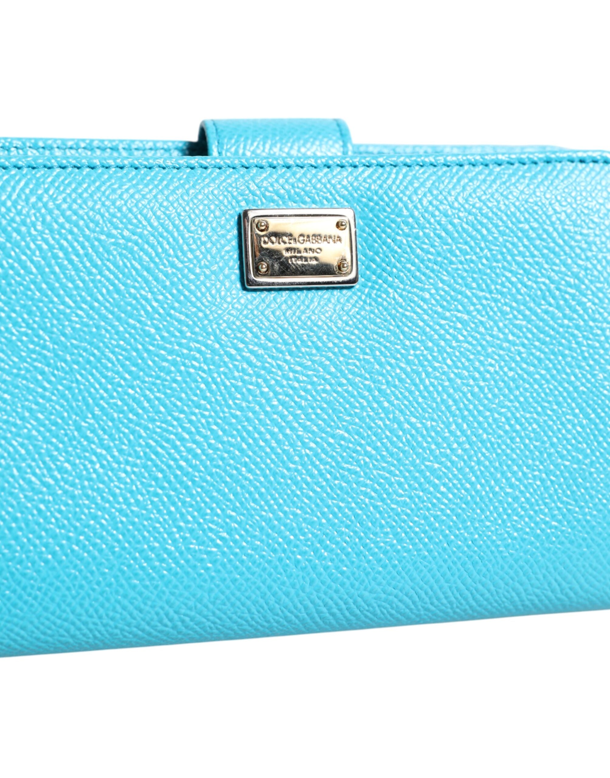 Portafoglio a soffietto lungo in pelle Light Blue Dolce & Gabbana
