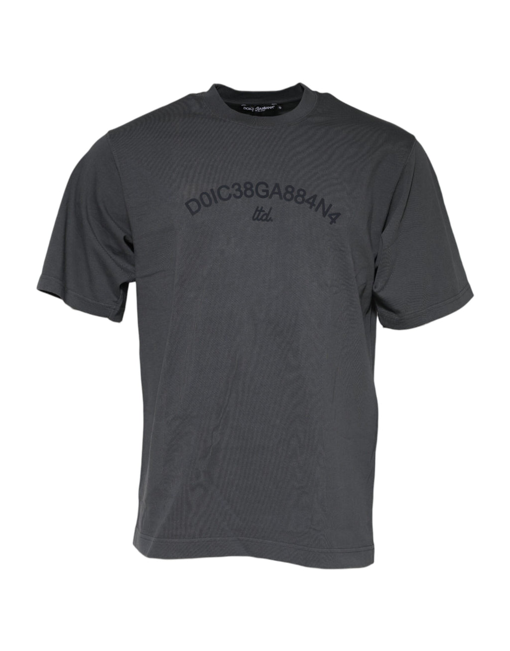 T-shirt girocollo in cotone con stampa logo grigia Dolce & Gabbana