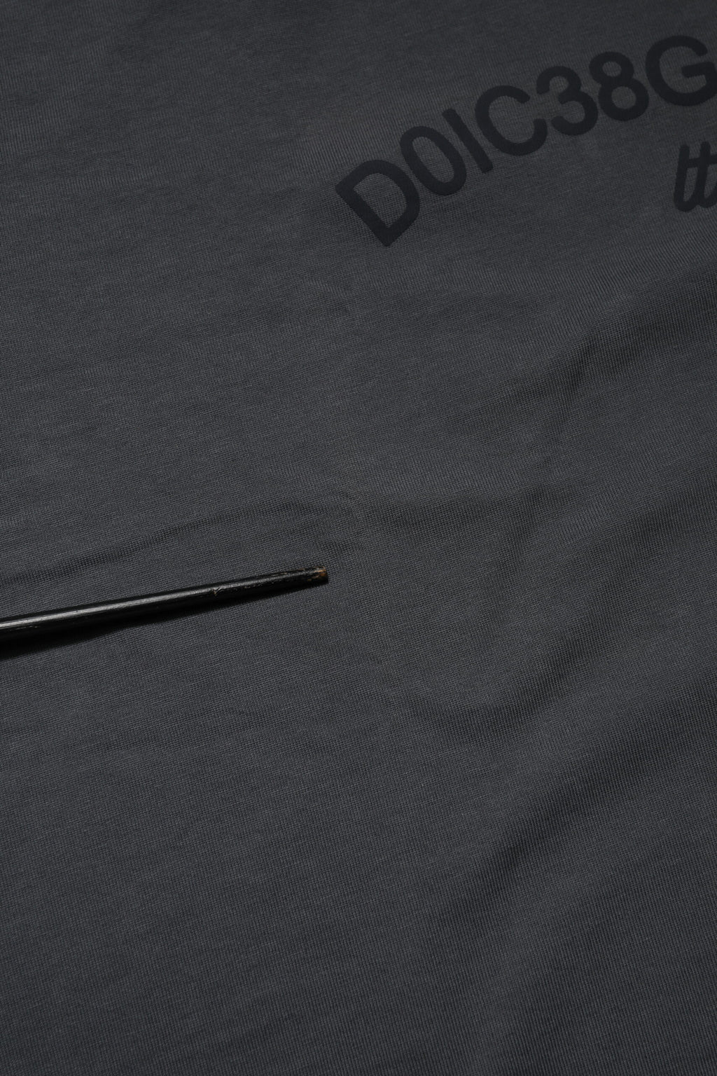 T-shirt girocollo in cotone con stampa logo grigia Dolce & Gabbana