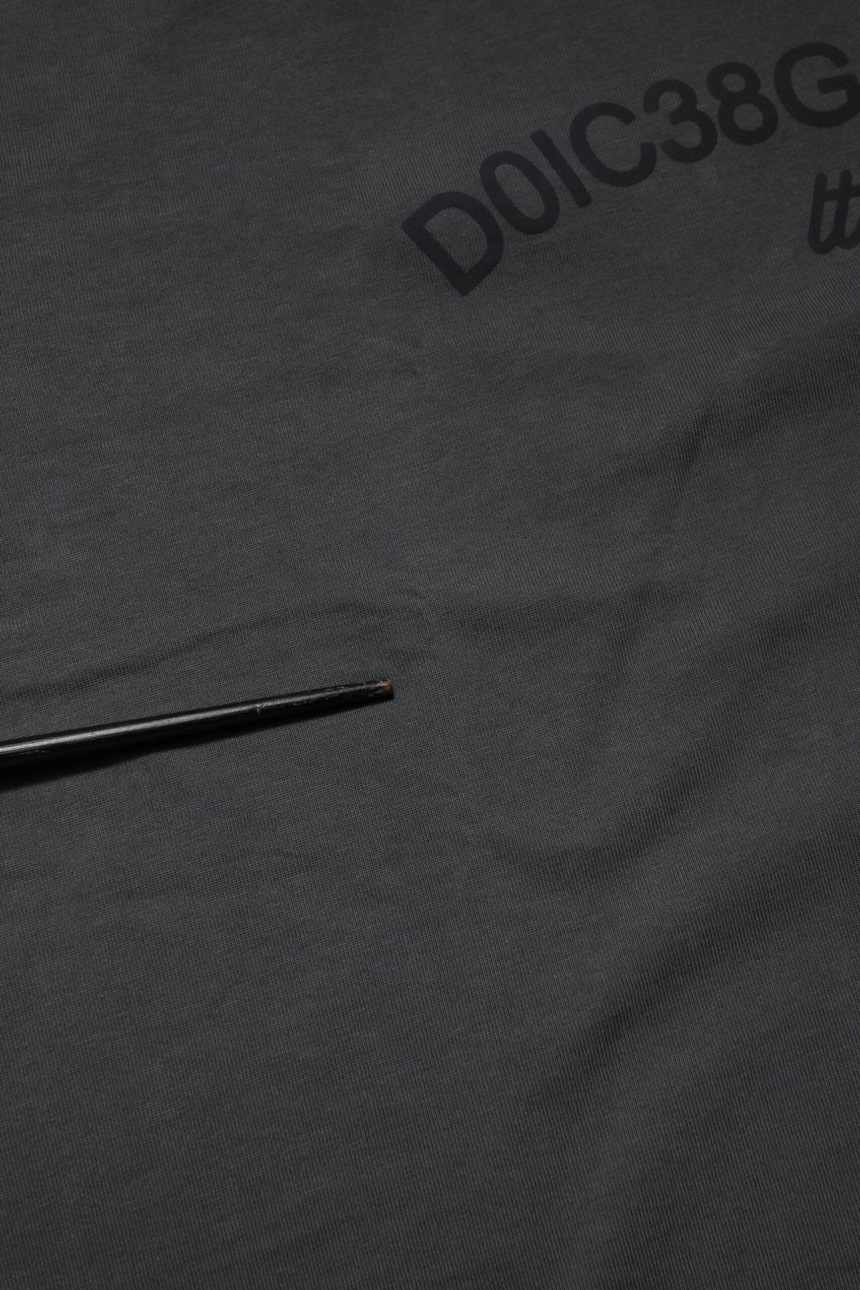 T-shirt girocollo in cotone con stampa logo grigia Dolce & Gabbana