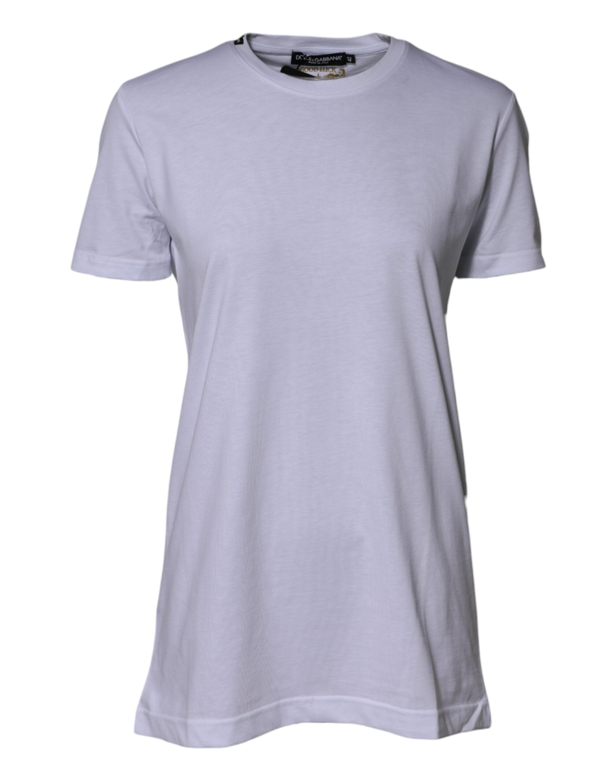 T-shirt girocollo Dolce & Gabbana in cotone bianco Goodluck 2023