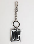 Dolce & Gabbana Portachiavi in gomma DG bianco e nero da uomo in argento