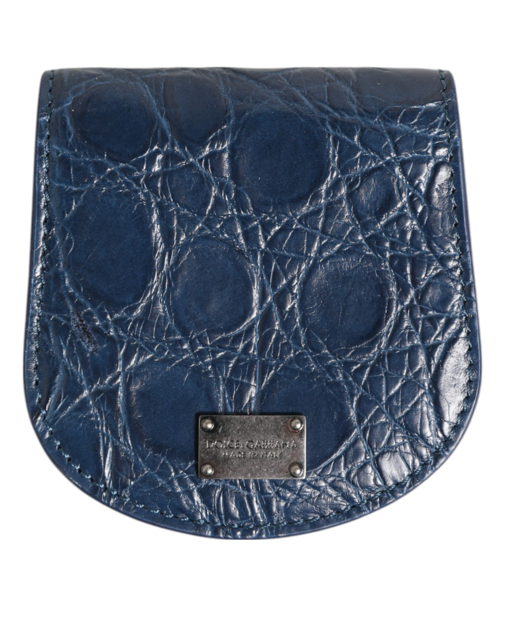 Dolce & Gabbana Portamonete Portacondom Tascabile in Pelle Esotica Blu