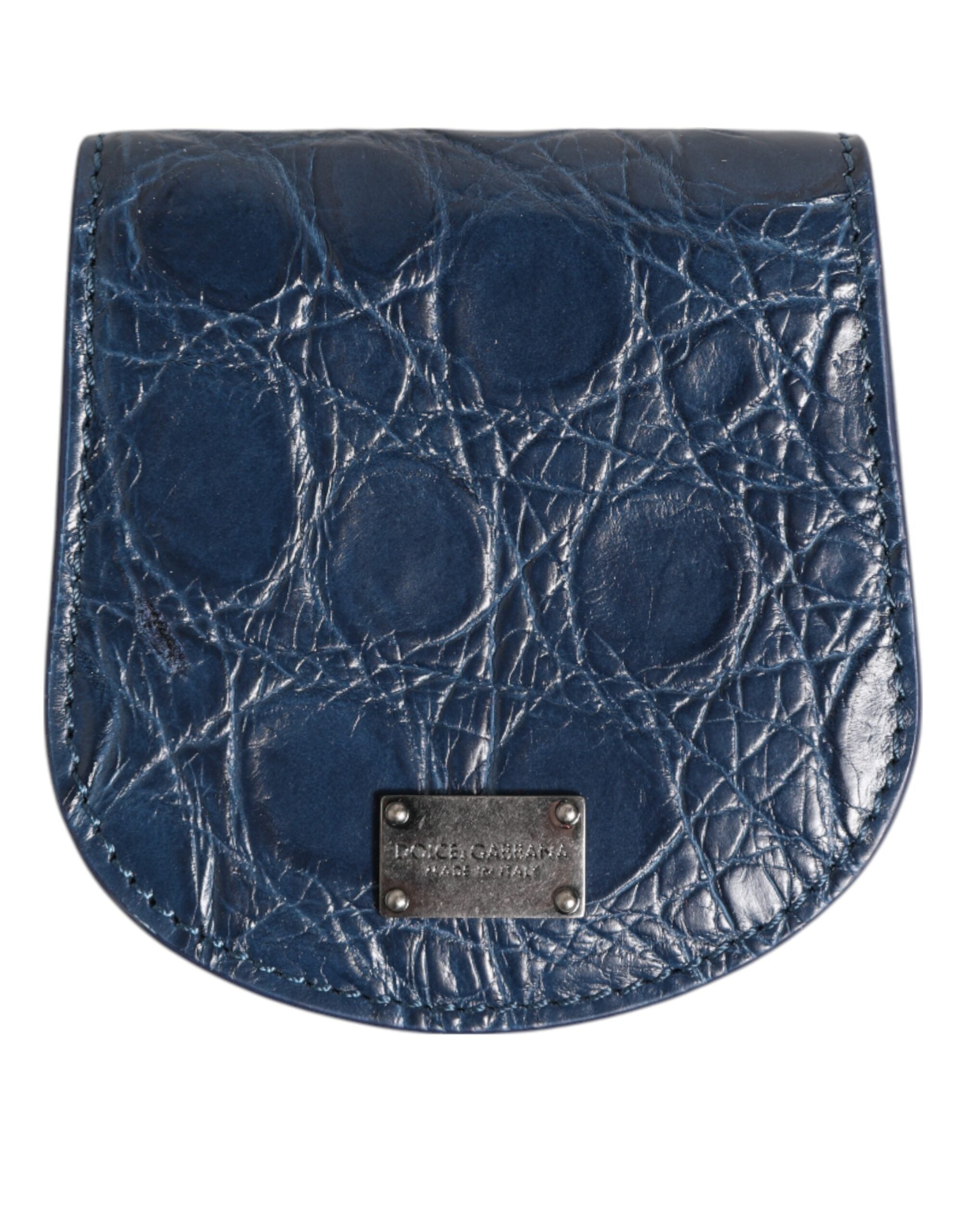 Dolce & Gabbana Portamonete Portacondom Tascabile in Pelle Esotica Blu