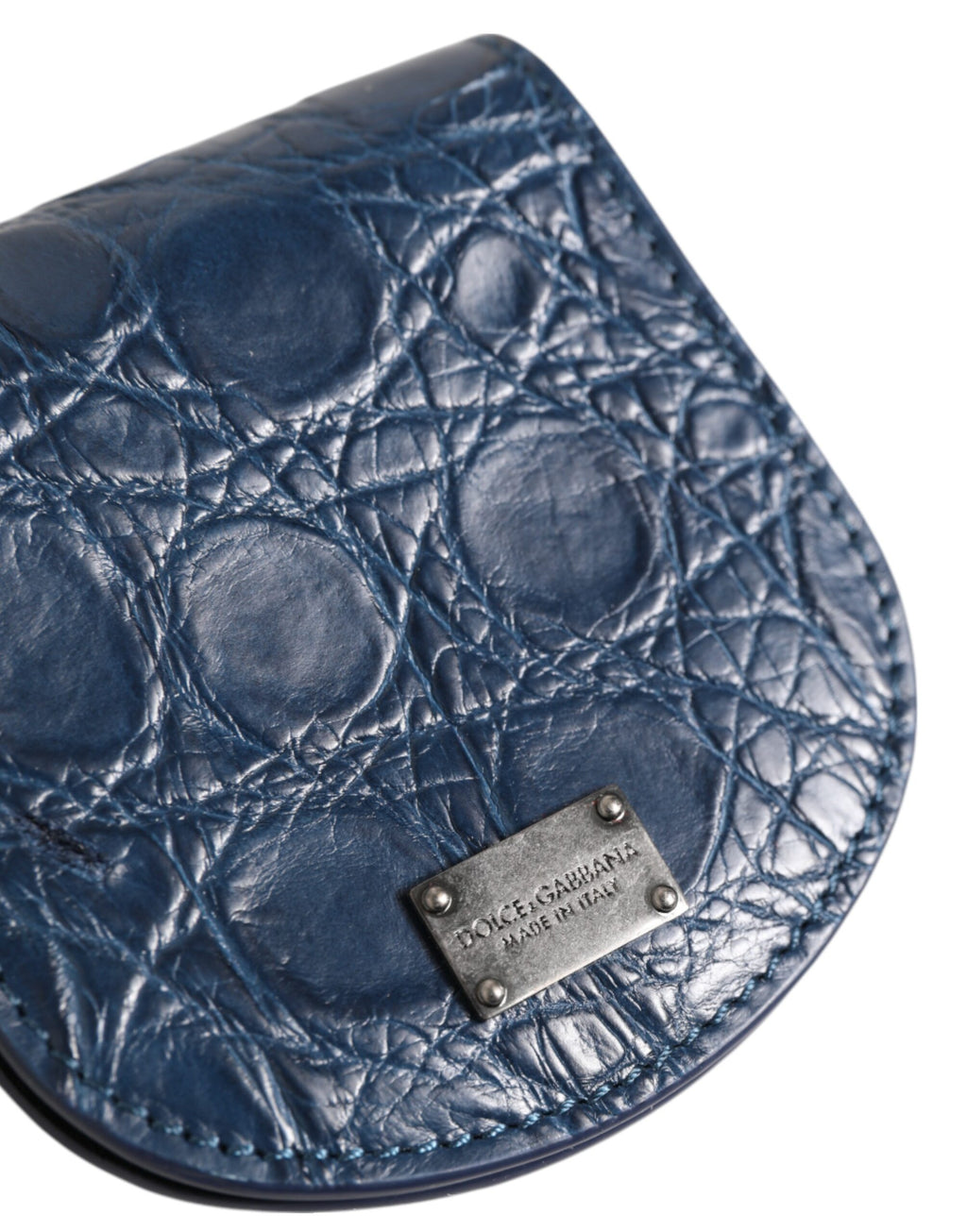 Dolce & Gabbana Portamonete Portacondom Tascabile in Pelle Esotica Blu