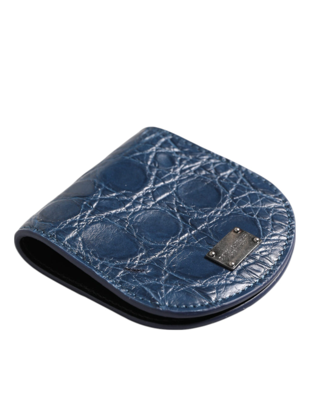 Dolce & Gabbana Portamonete Portacondom Tascabile in Pelle Esotica Blu