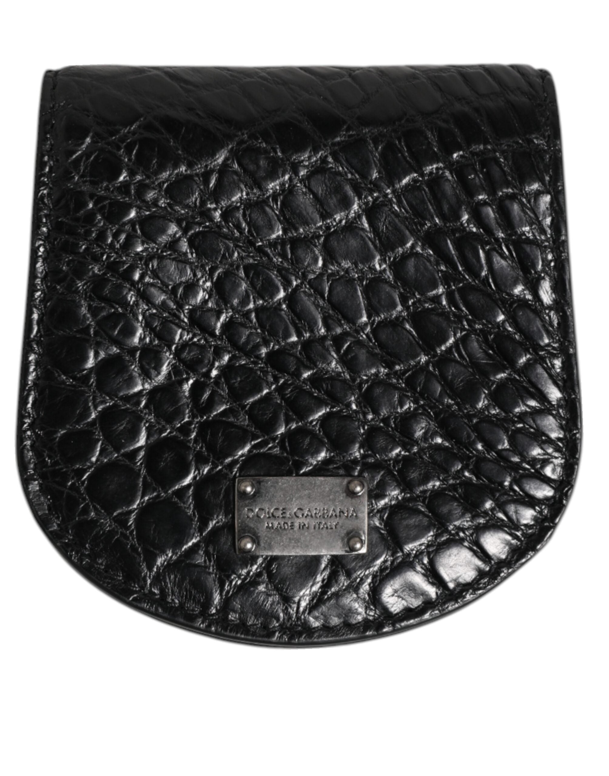 Dolce & Gabbana Portamonete Portacondom Tascabile in Pelle Esotica Nera
