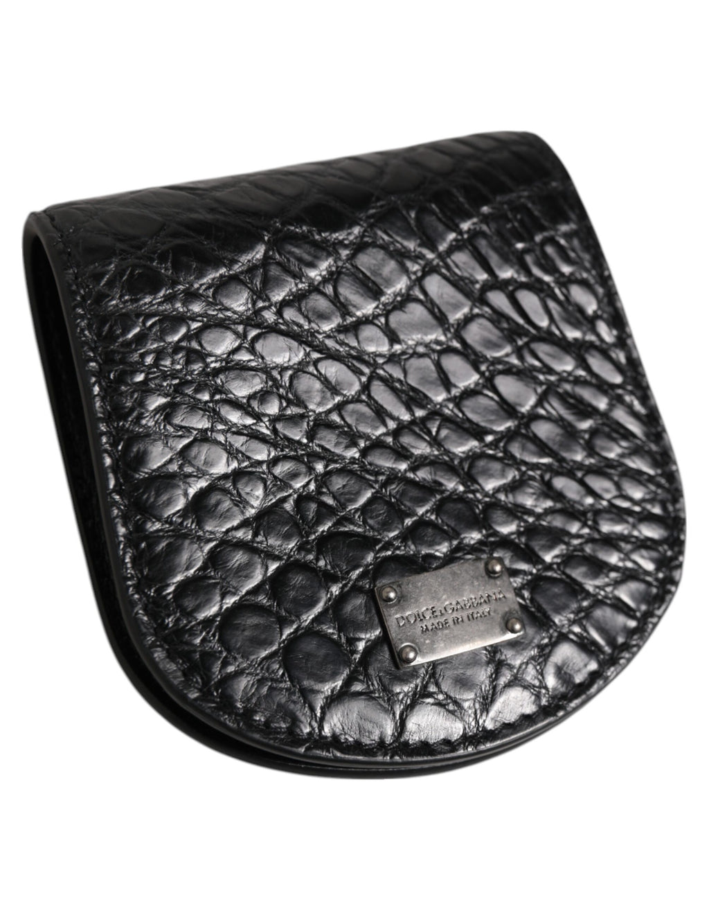 Dolce & Gabbana Portamonete Portacondom Tascabile in Pelle Esotica Nera