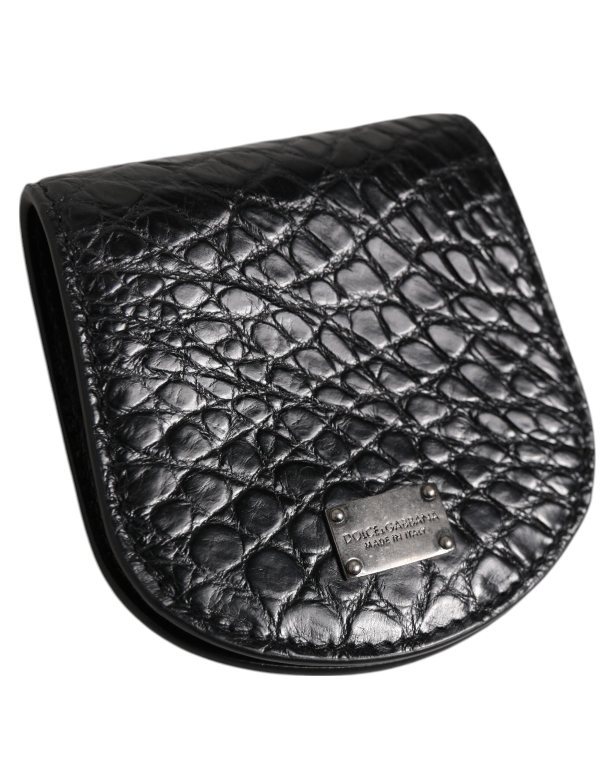 Dolce & Gabbana Portamonete Portacondom Tascabile in Pelle Esotica Nera