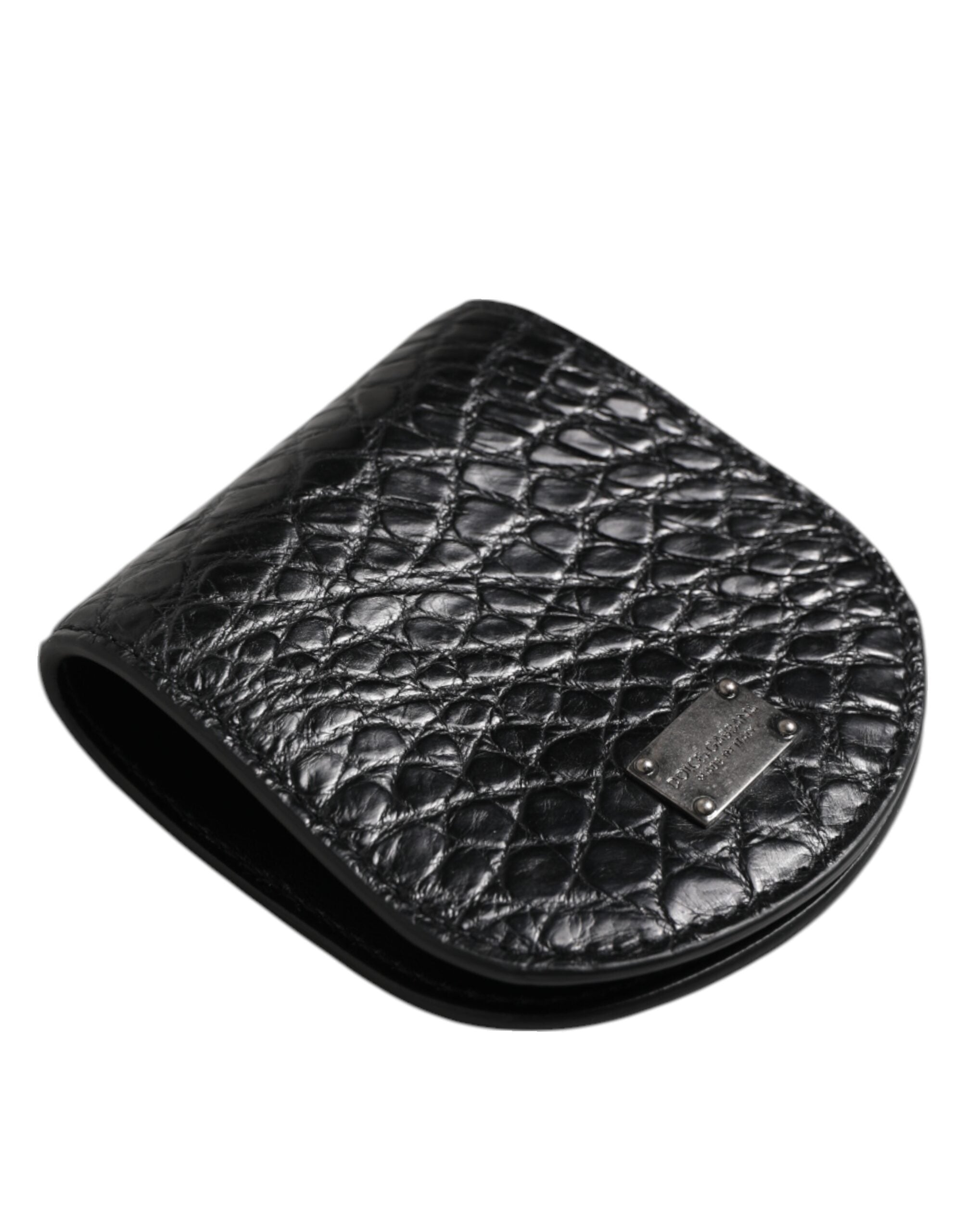 Dolce & Gabbana Portamonete Portacondom Tascabile in Pelle Esotica Nera