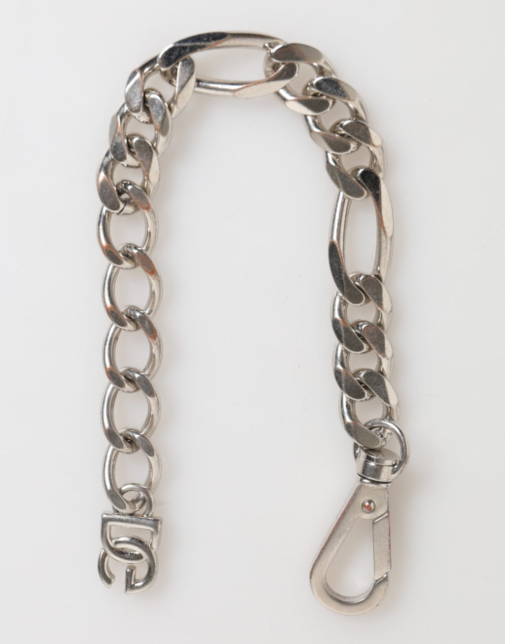 Dolce & Gabbana Bracciale con catena in ottone color argento, chiusura a moschettone e logo DG