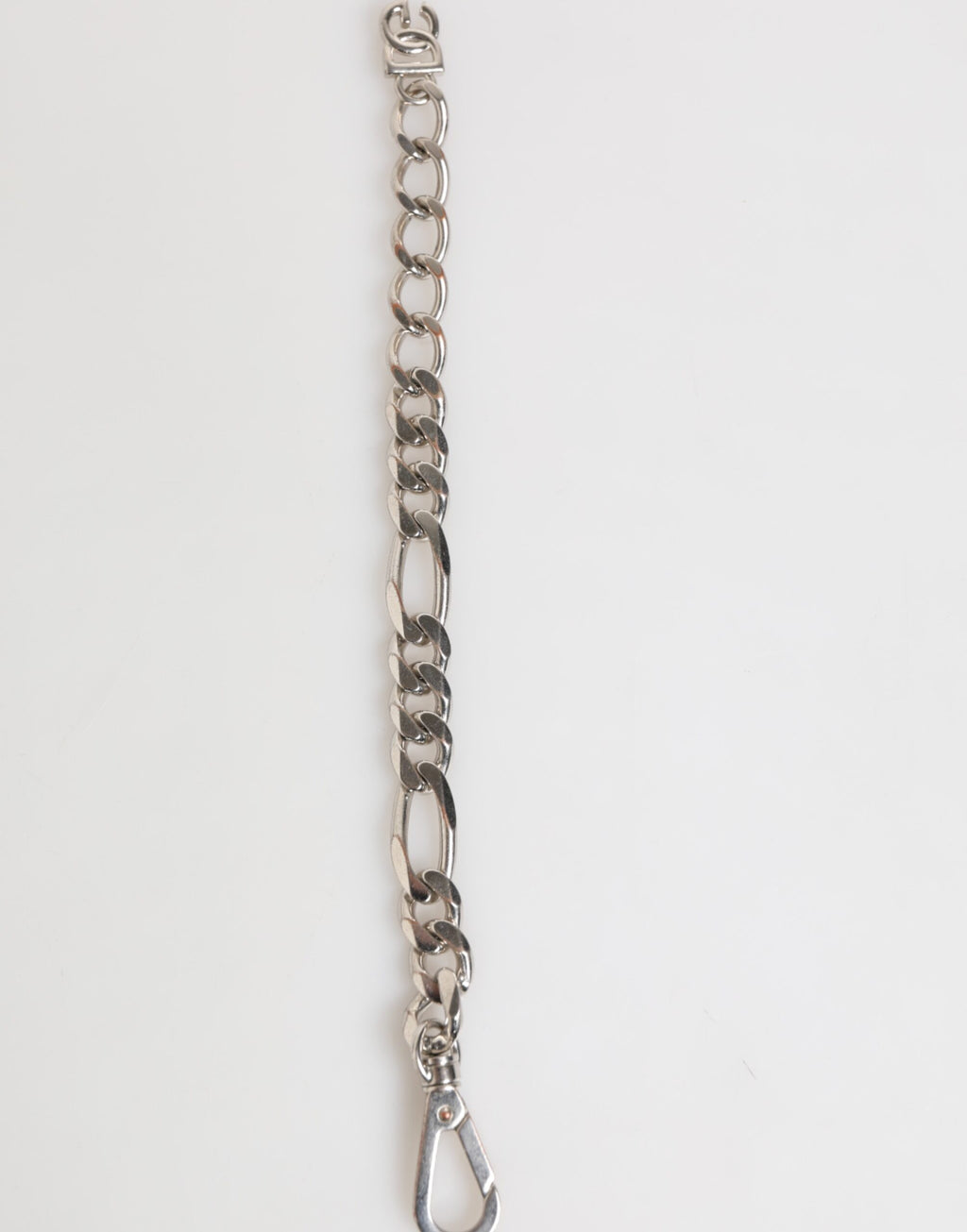 Dolce & Gabbana Bracciale con catena in ottone color argento, chiusura a moschettone e logo DG