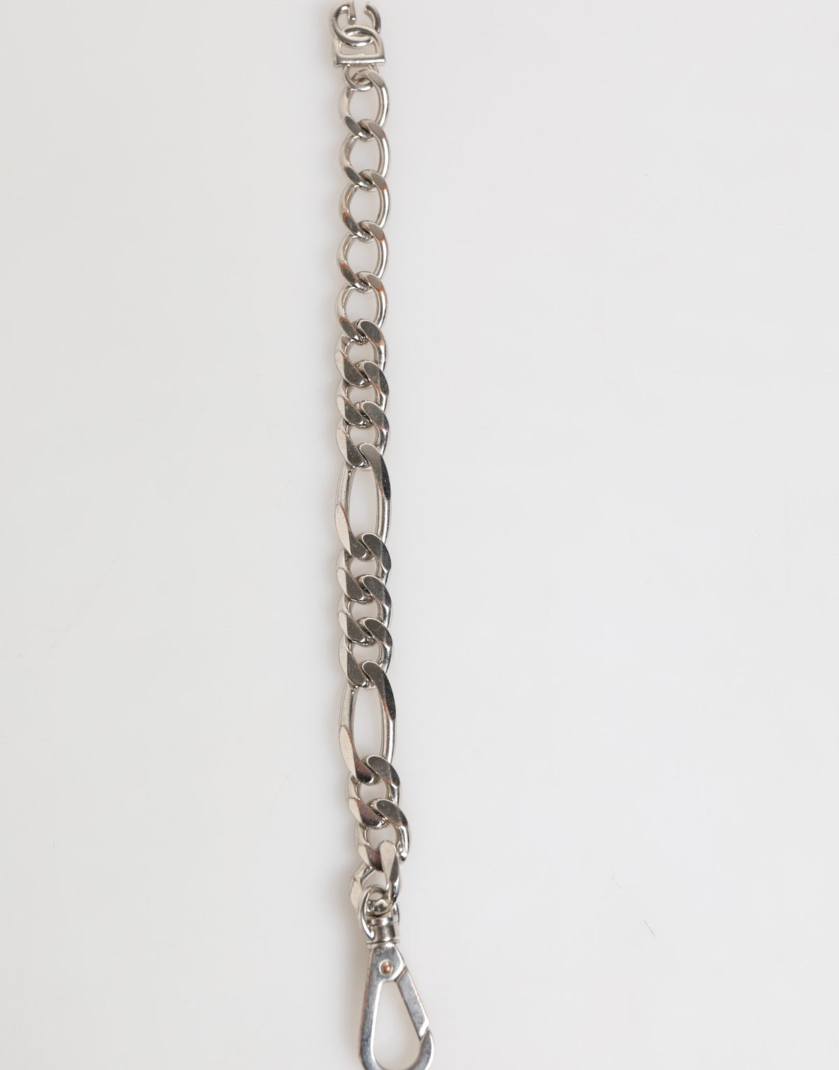 Dolce & Gabbana Bracciale con catena in ottone color argento, chiusura a moschettone e logo DG