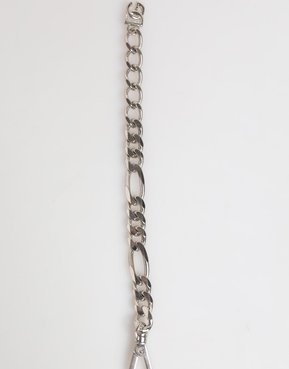 Dolce & Gabbana Bracciale con catena in ottone color argento, chiusura a moschettone e logo DG