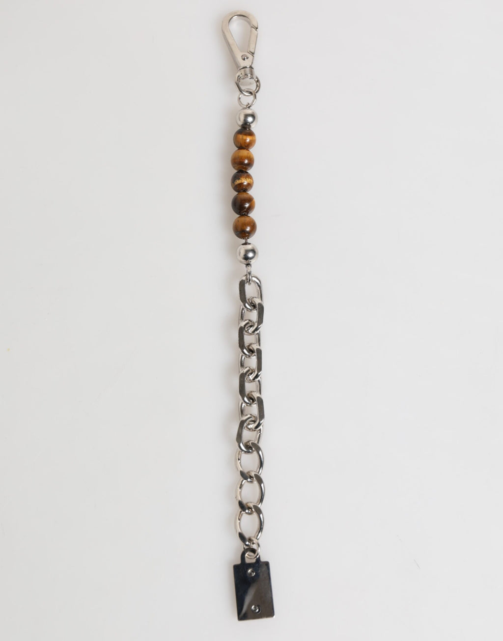 Bracciale da Uomo Dolce & Gabbana in Ottone con Catena Argentata, Perline e Chiusura a Moschettone con Logo